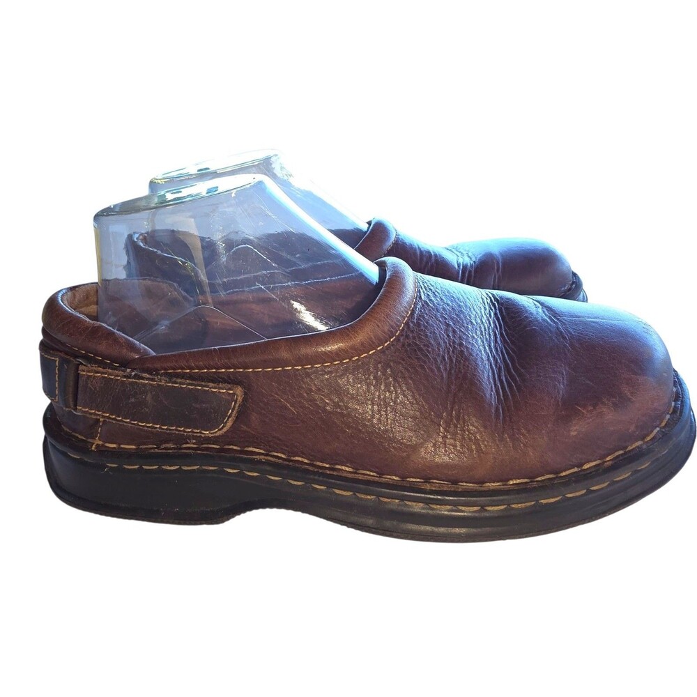 Born Womens Brown Leather  Slip On Shoes Adjustable Heel Strap 9 Medium Wide